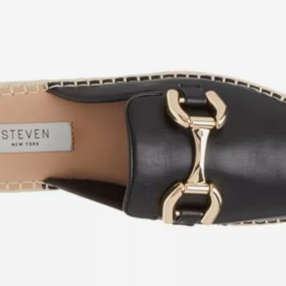 Women's Black Loafers with Gold Accent